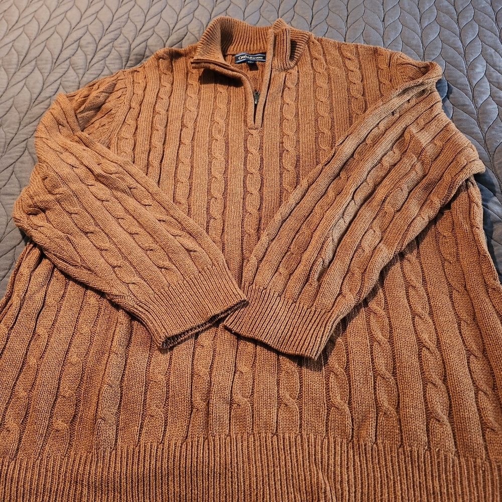Christopher & Banks Men’s Cable Half-Zip Sweater in Rust Brown
